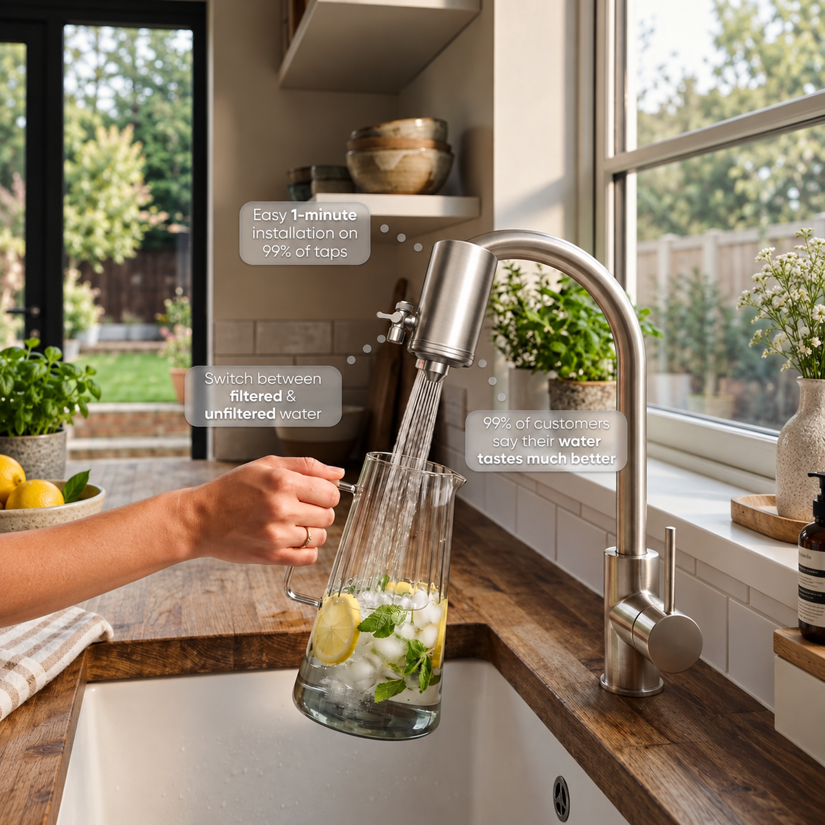 Visuel AquaVital avec mère et bébé et informations de filtration
